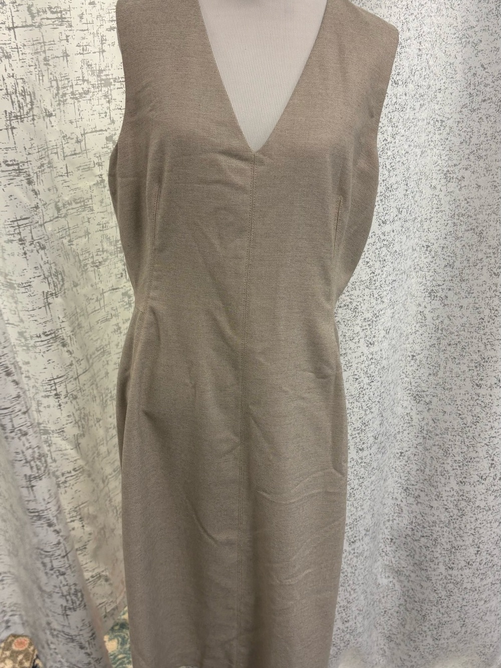 ANTONIO MELANI Taupe V-Neck Sleeveless Midi Dress